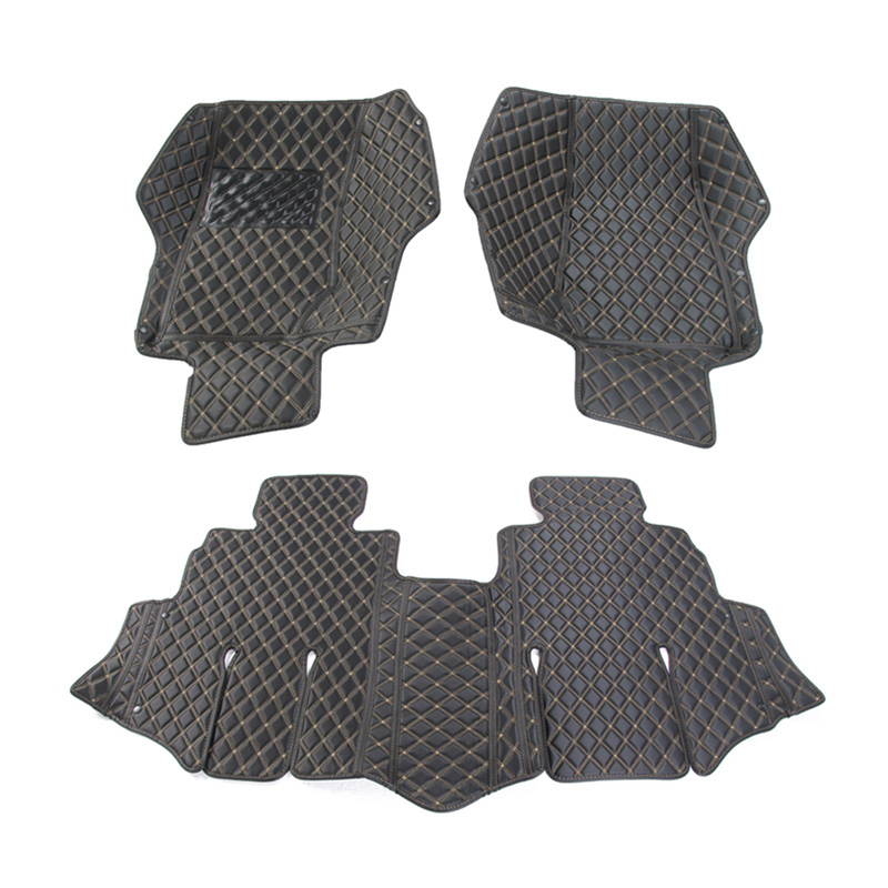 Leather Floor Mats Set, Gold, 4 Doors