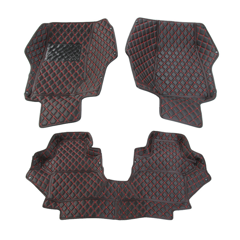 Leather Floor Mats Set, Red, 2 Doors
