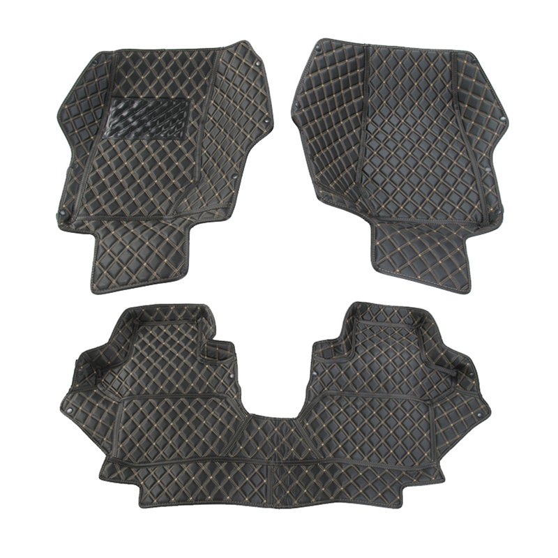 Leather Floor Mats Set, Gold, 2 Doors