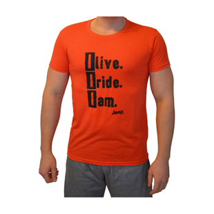 R241-L - Jeep-Camiseta Quick Dry «I Live I Ride I Am», color rojo-mandarin, Talla L