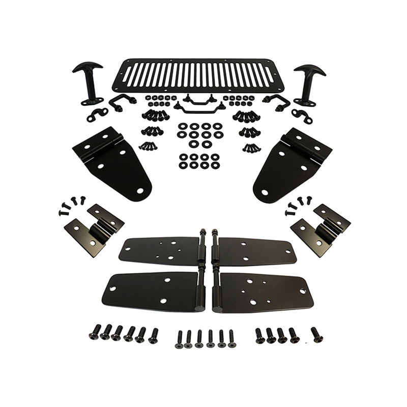 Advance Schwarz Edelstahl Jeep Wrangler YJ & CJ Set, voll Stahltüren + klassische Stil Motorhauben Kit, vorne