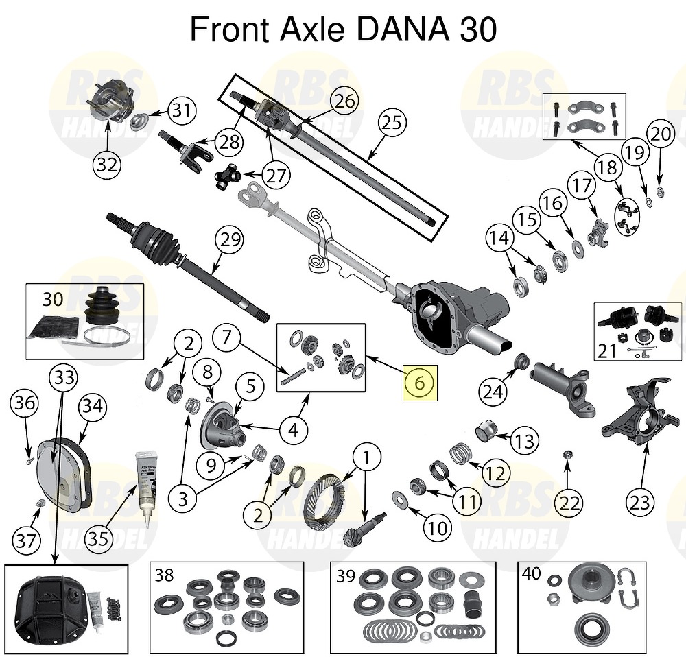 Differential Gear Kit, vorne Vorderachse DANA 30 Front Jeep ZJ/ZG Grand