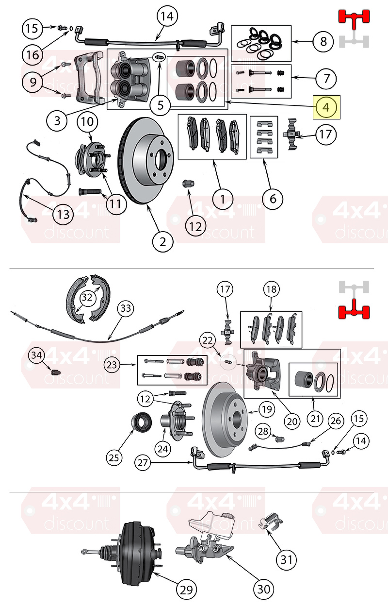 Brake Caliper Repair Kit, Front Jeep Grand Cherokee WK2 2011+ eBay